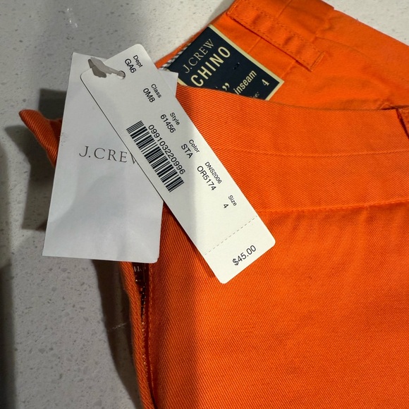 J.Crew NWT ladies Vibrant Orange Chino Shorts size 4 (3 inch inseam) - Picture 2 of 6